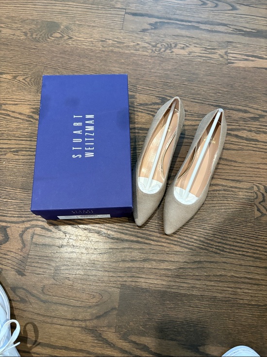 Stuart Weitzman Shoes - Stuart Weitzman Taupe Pointed-Toe Flats